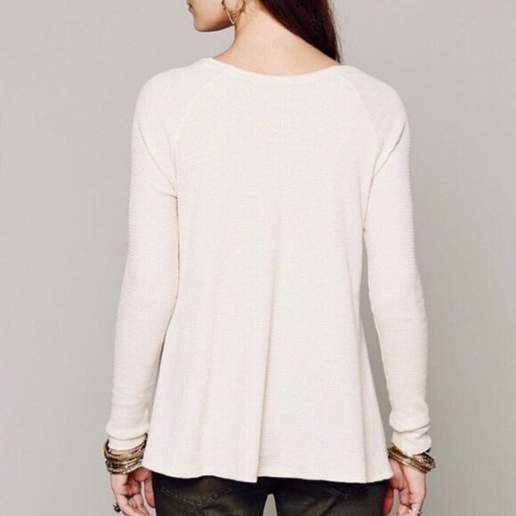 Free People Cream Thermal Long Sleeve Top - Picture 2 of 9